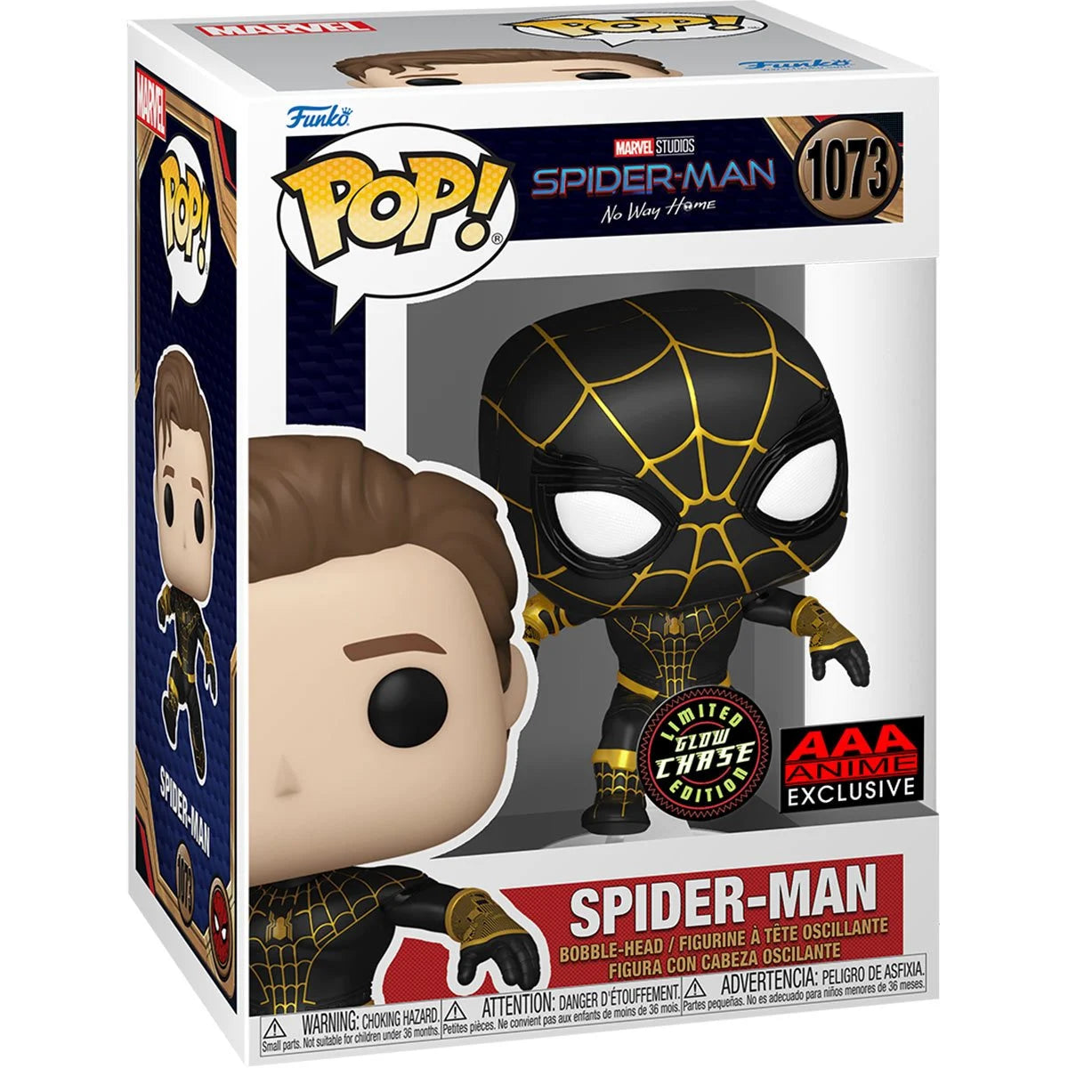 Spider-Man NWH Unmasked Black Suit Pop! - AAA Anime Excl deals - Chase