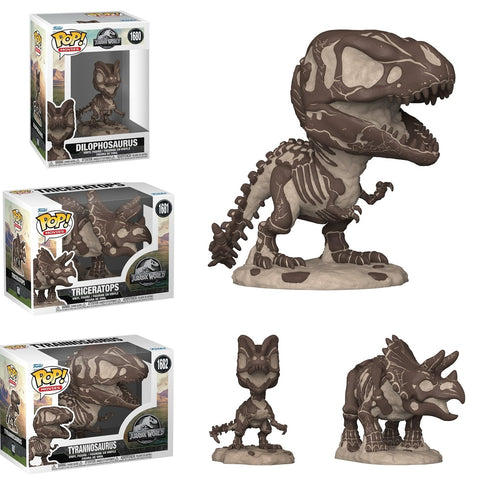 Funko Pop! Movies: Jurassic World - Dilophosaurus (Fossil) / Triceratops (Fossil) / Tyrannosaurus (Fossil) *PREORDER*