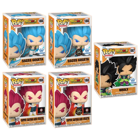 Funko Pop! Anime: Dragon Ball Super - SSGSS Gogeta / Super Saiyan God Vegeta / Broly [EXCLUSIVE] *PREORDER*