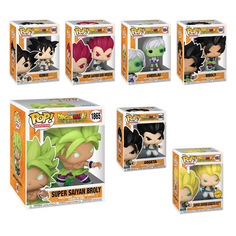 Funko Pop! Anime: Dragon Ball Super - Super Saiyan Broly / Goku (Kid) / Super Saiyan God Vegeta / Cheelai / Broly / Gogeta *PREORDER*