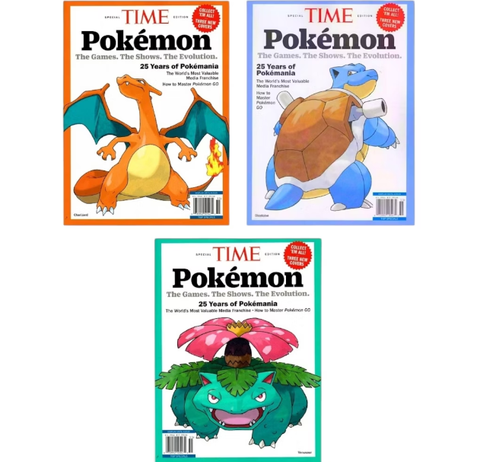 Time Magazine: Pokemon - Set Of Three (3) Magazines: Charizard / Blastoise / Venusaur